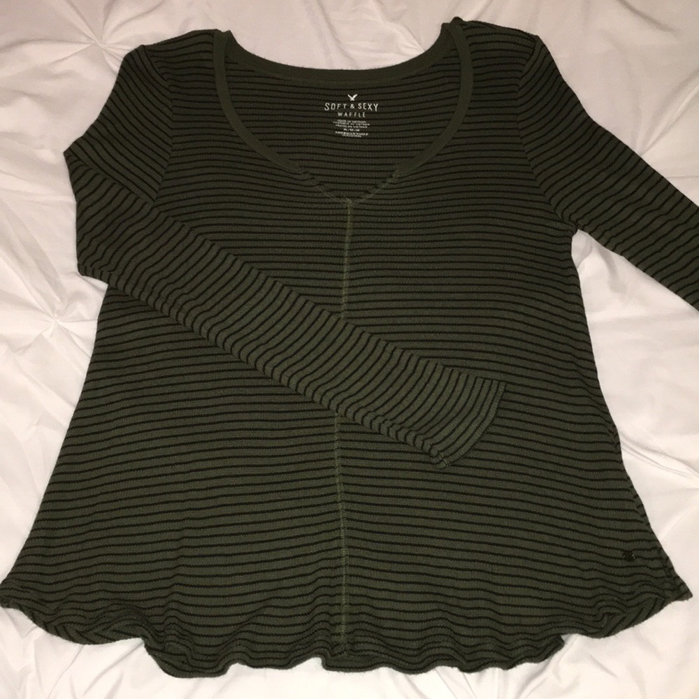 American Eagle Long Sleeve Soft & Sexy Waffle Knit